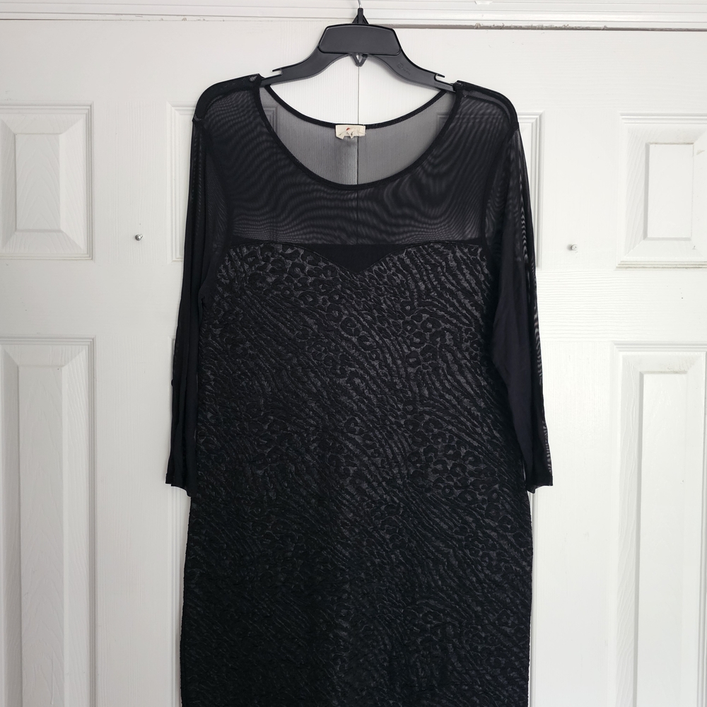 one clothing Black Mesh Yoke Long Sleeve Dress